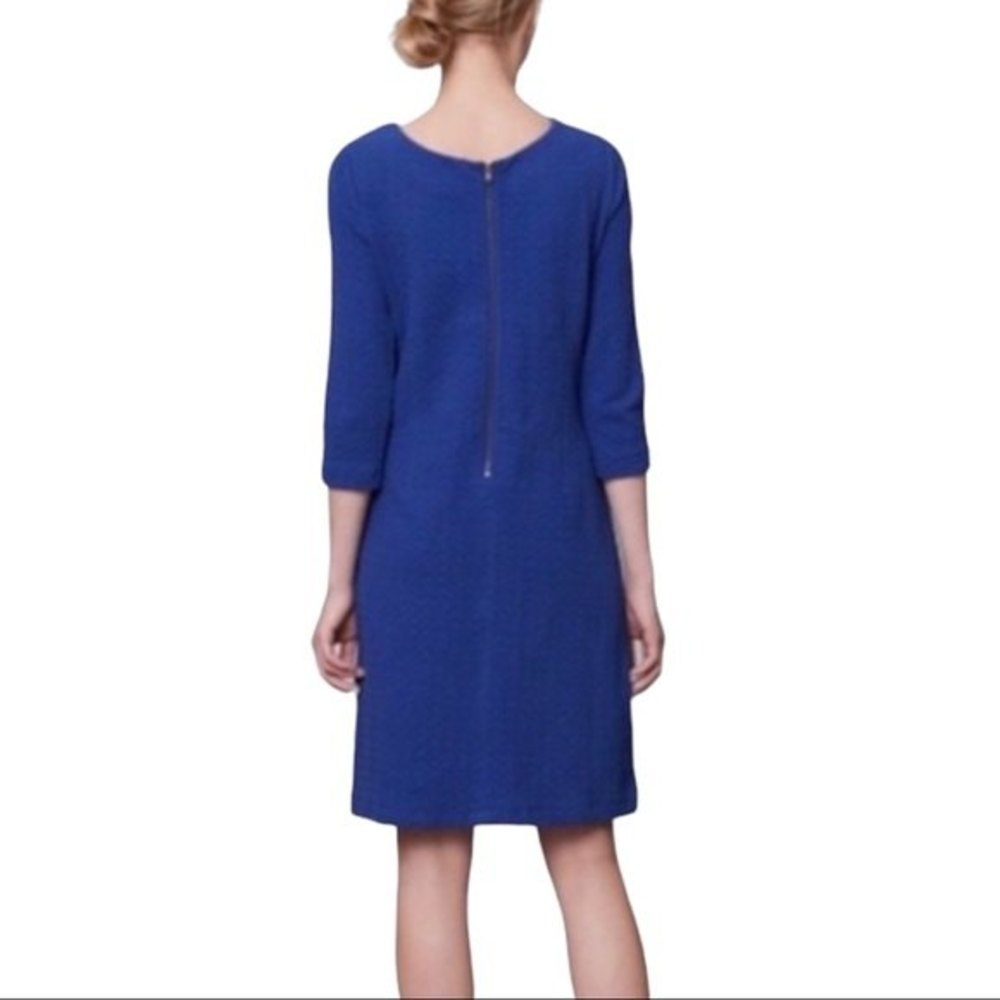 Ganni Cobalt Blue Textured Shift Mini Dress - Picture 3 of 7